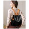 Embossed Letter Convertible Backpack For Women Color Block Casual Commuter Bag