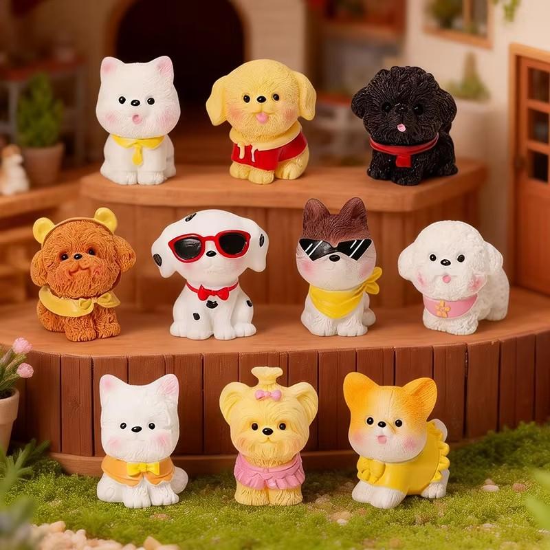 12/14 Stuks Schattige Simulatie Hond Puppy Dier Decoratie Hars Ambacht Miniature Figuur Voor Bonsai Microlandschap Sprookjestuin Decor