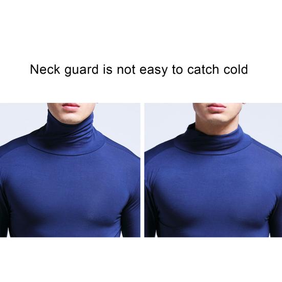 Camiseta Base para Hombre Color Sólido Cuello Alto Casual Alta Elasticidad Manga Larga Top de Otoño para Ropa Interior