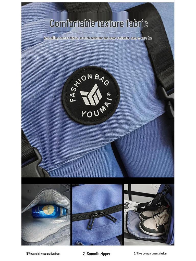 Men's Large Capacity Travel Backpack and Gym Bag with Wet/Dry Separation