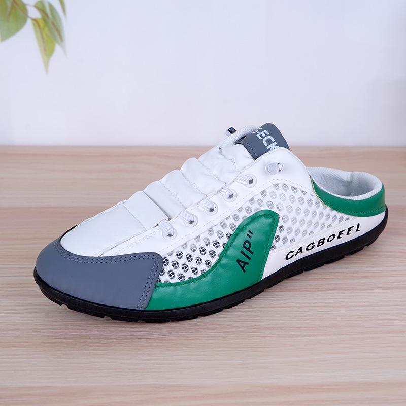 Men's Large Size Summer Breathable Mesh Casual Shoes: Closed Toe Half Slippers & Driving Sandals