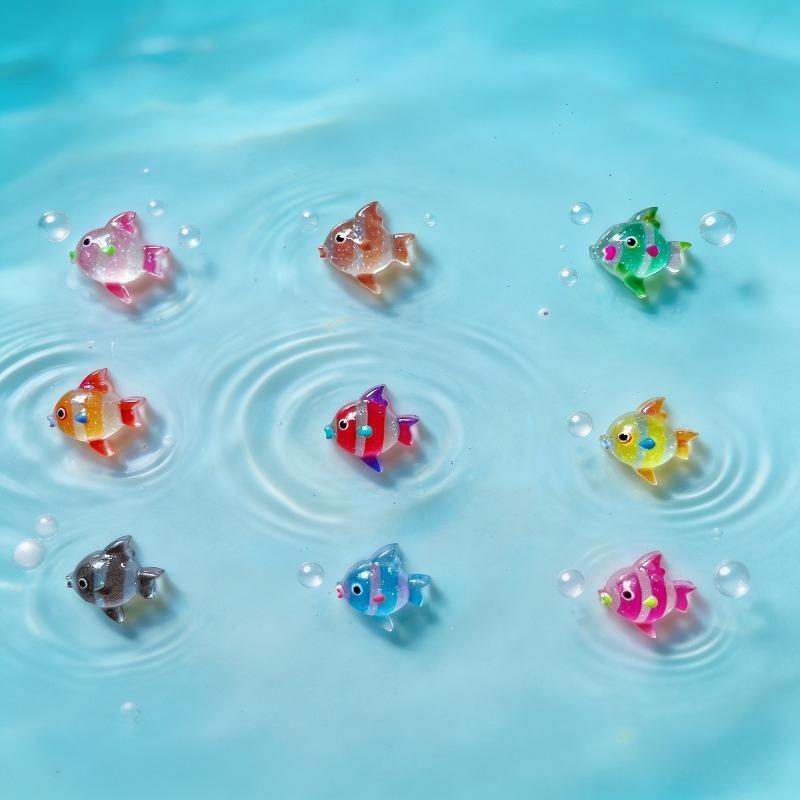 50pcs Resin Cute Mini Colored Crystal Fish, Shells, Seahorses Art Nail Flat Back DIY Scrapbook Decor Jewelry Crafts Accessories
