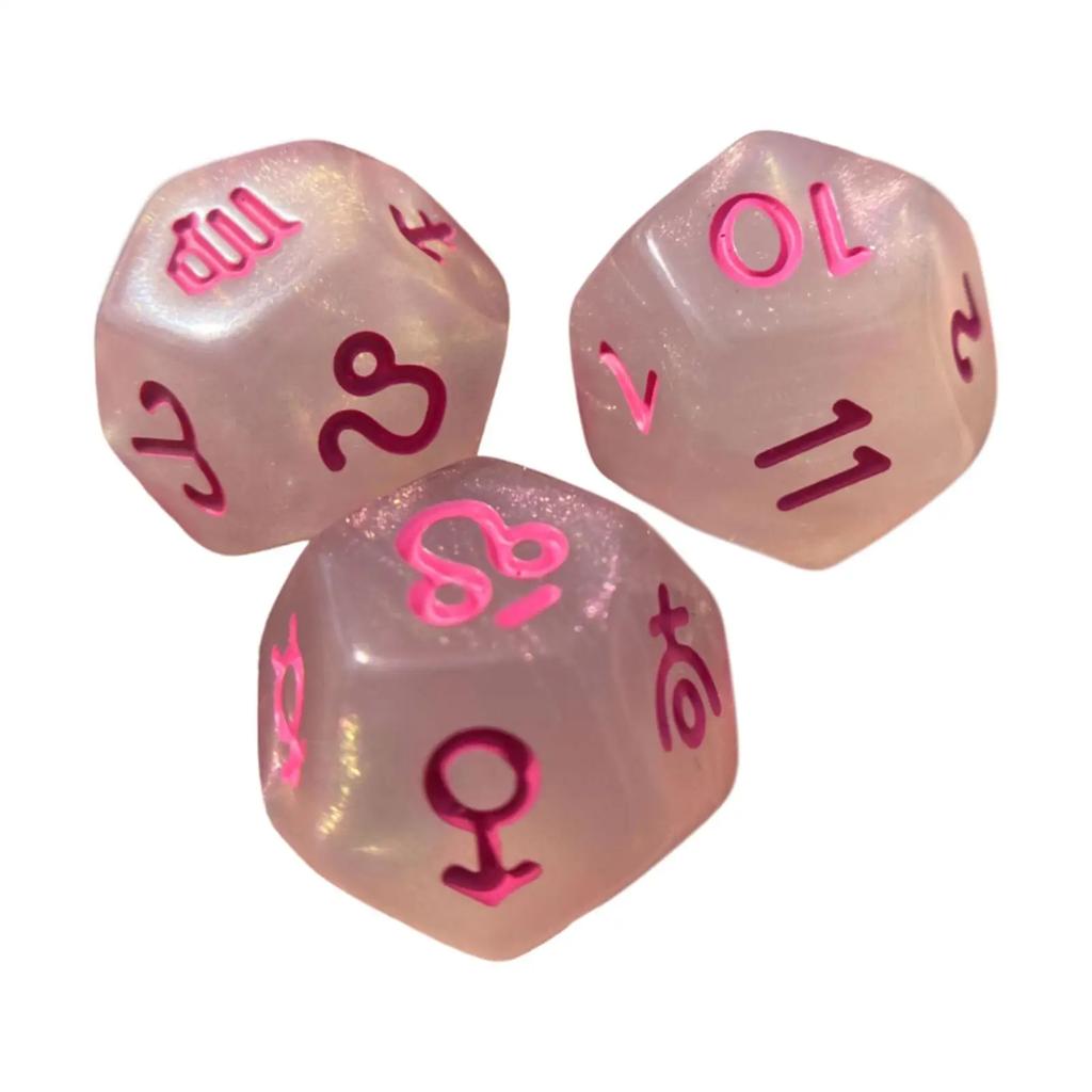3x 12 Sided Dice Entertainment Toys Astrology Dice for KTV Role Playing Game Table Party Dice Multifaceted Party Game