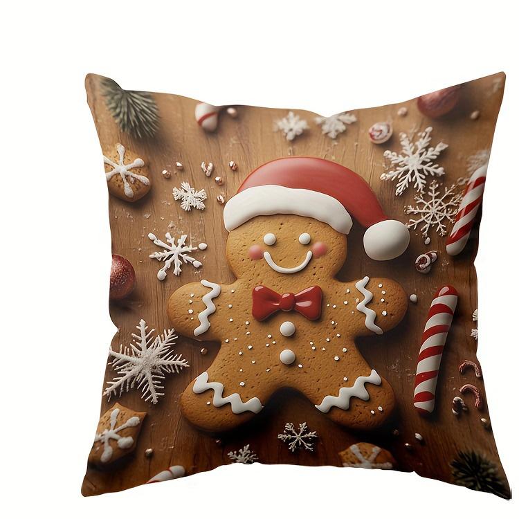 Festive Gingerbread Christmas Pillowcases: Adorable Decor for Your Holiday Home! Sofas, Bedroom Pillow Covers, Holiday Gifts