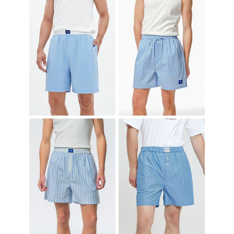 Contrast Color Design Pure Cotton Stripe Summer Men's Shorts Pajama Pants Home Pants Loose Thin Air Conditioning Pants Arro Pants