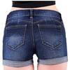 Trendy Ripped Rolled-Hem High-Waist Elastic Denim Shorts