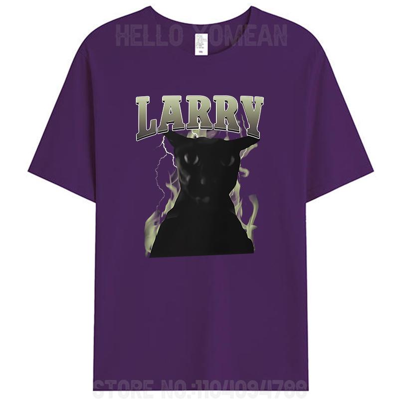 Funny Evil Larry Cat Dank Brainrot Silly Cat Meme Sarcastic Unisex Cotton T-Shirt Women Men's Tee Tops
