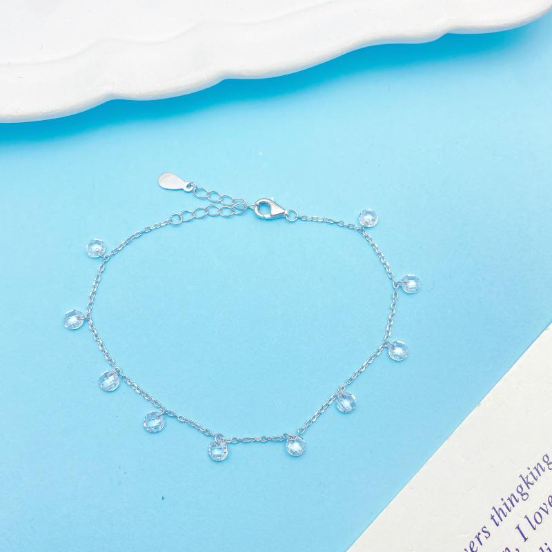 2026 S925 Sterling Silver Zirconia Tassel Bracelet - Light Luxury, Versatile Fashion 925 Silver