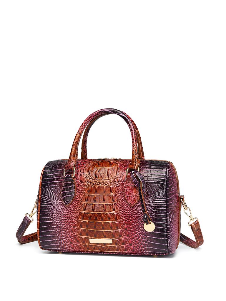New European and American Handheld Underarm Crossbody Travel Retro Women's Bag Brahmin Crocodile Pattern