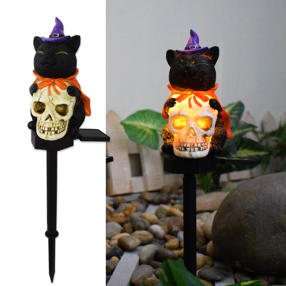Halloween Pumpkin Candle Pathway Solar Lights Crow Yard Stake Lamp for Garden Yard Lawn Pathway Home Party Decoration Waterproof