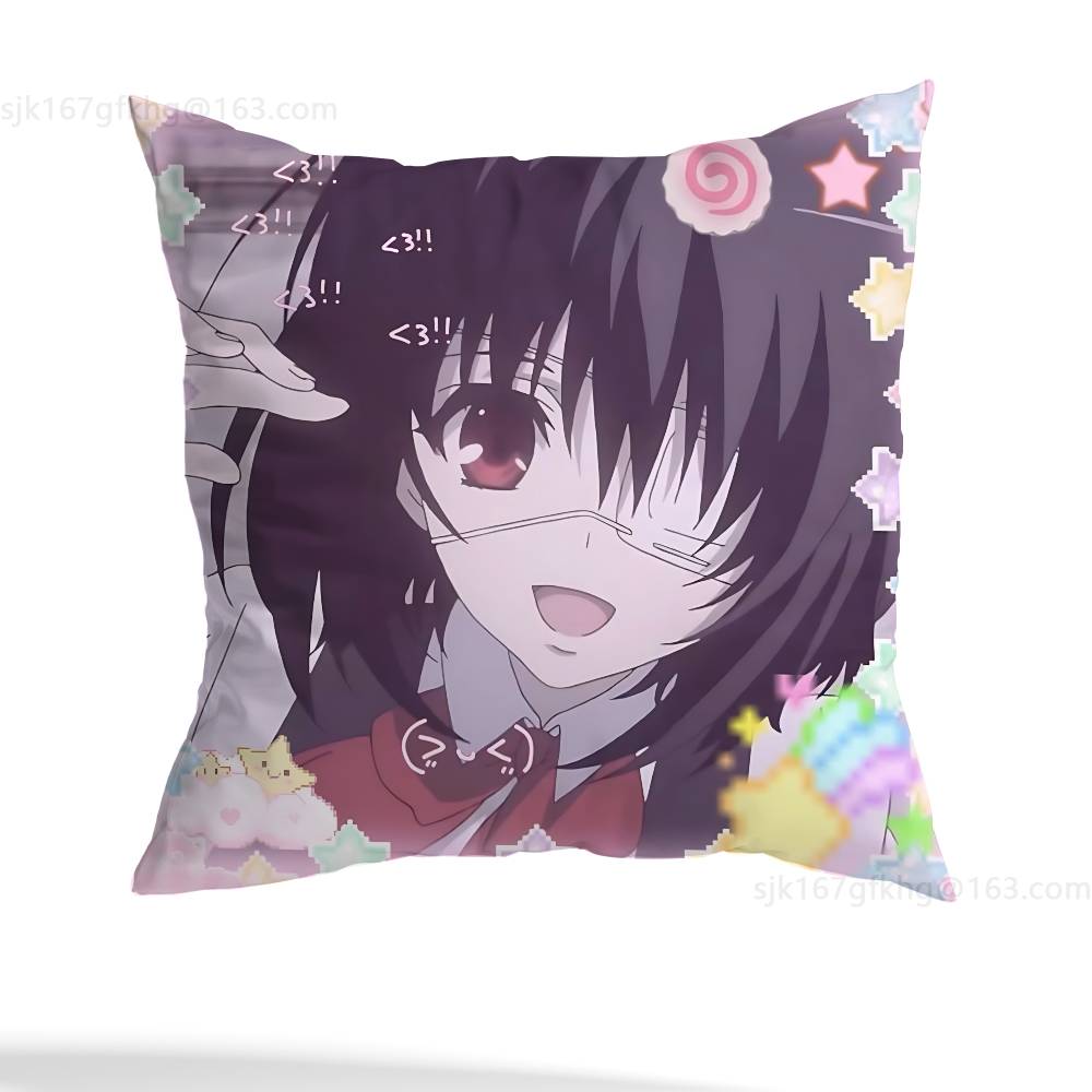 A-Another Mei Misaki Pillow Case Square Double-Sided Printing Short Plush Sofa Cushion Cover Bedroom Bedside Pillow