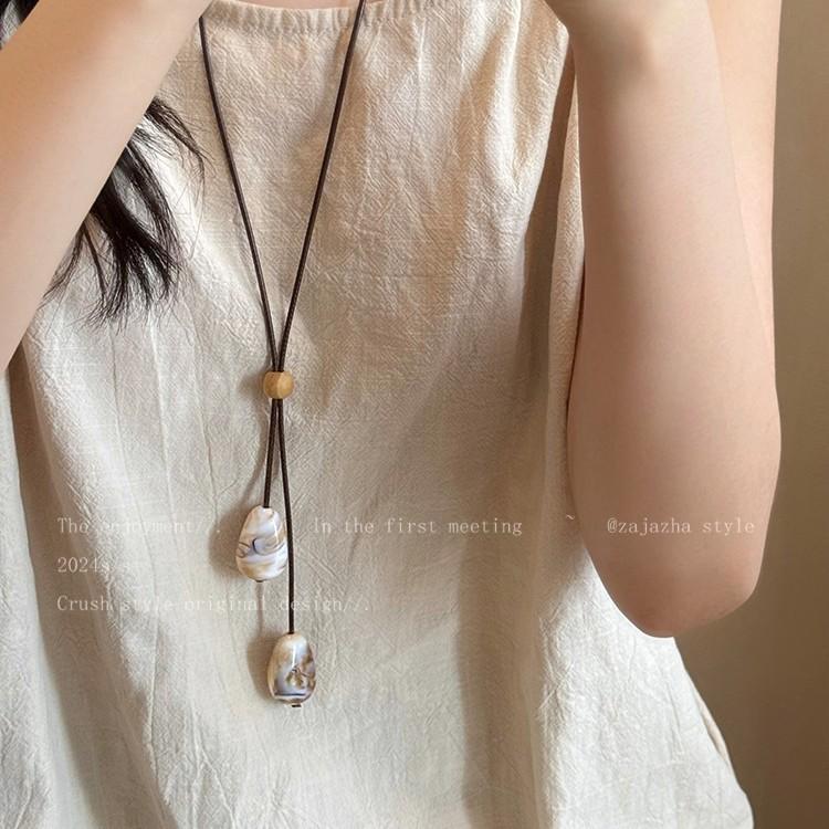 Cute Coffee Plush Bear Necklace Girls Versatile Sweater Chain Childlike Student Party Accessories