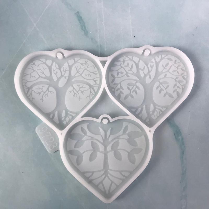 Keychain Resin Mold Life Tree Keyring Silicone Molds Epoxy Resin Casting Mold Pendant Mould with Hole for Jewelry Making