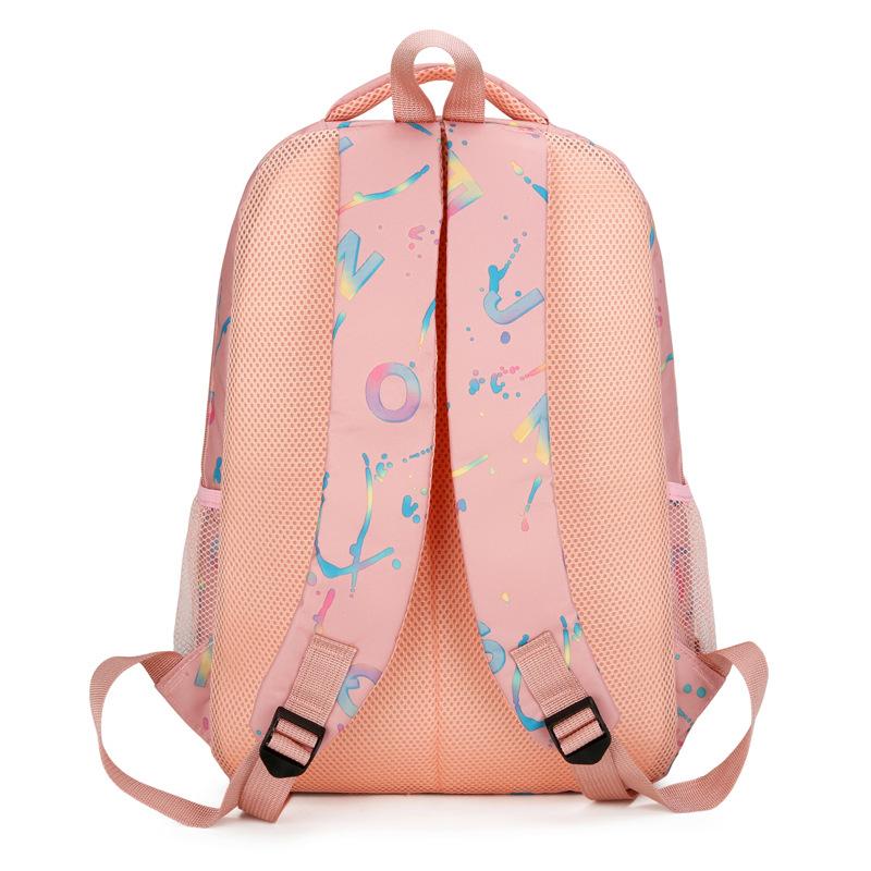 Large Storage Casual Backpack Set, Letter Pattern Student School Bag, Daily Rucksack for Middle School Girls