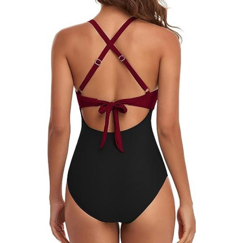 One-piece SSwimsuit for Women, European and American Backless Splicing Sexy Bikini Swimsuit