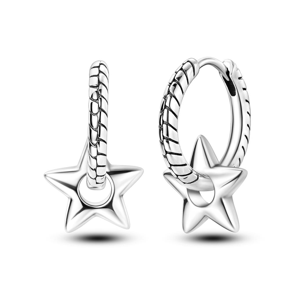 New 925 Silver Earrings Crystal Me Pave Circular U-shape Stars Hoop Earring For Women Making Jewelry Gift