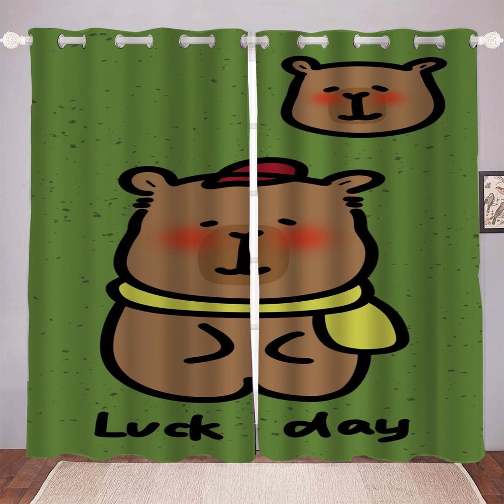 Cartoon Capybabr Curtain For Boy 3D Print Bedroom Living Room Window Blackout Partition Style Home Decoration