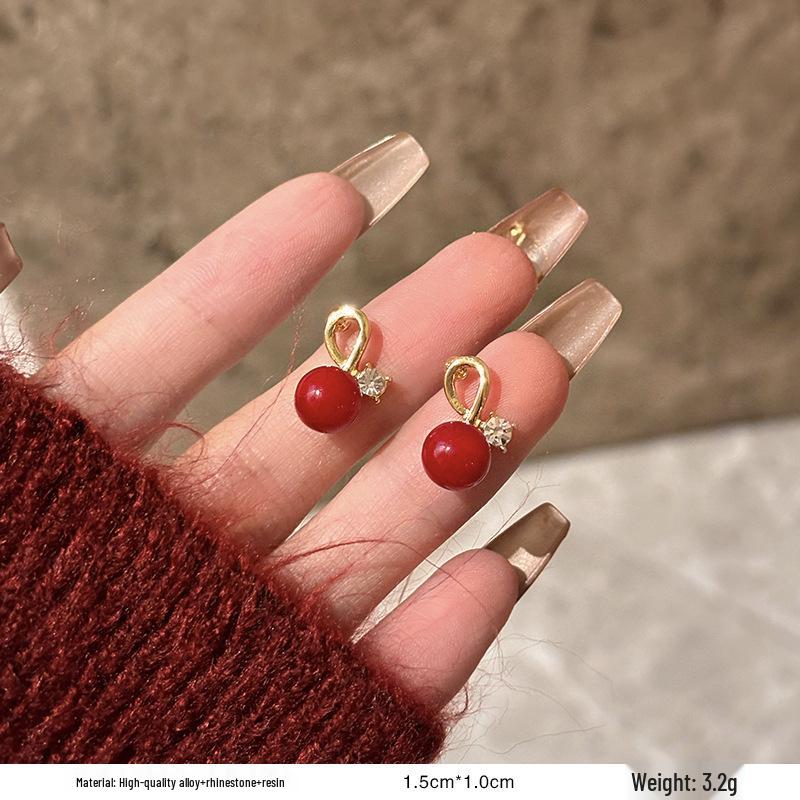 

Серьги-пусеты в ретро-стиле с красной глазурью «капля» для женщин - Уникальный нишевый дизайн начала осени