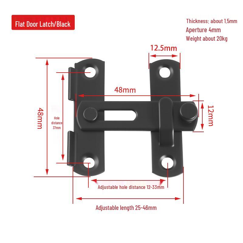 Black Red Antique Bronze Stainless Steel Right Angle Anti-Theft Sliding Door Latch