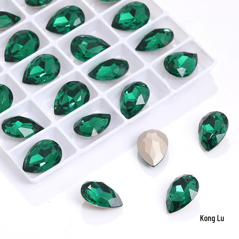 High-Grade K9 Teardrop Rhinestone DIY Jewelry Accessory - Silver-Plated Base with Irregular Crystal Glass Drill, Pointed Bottom