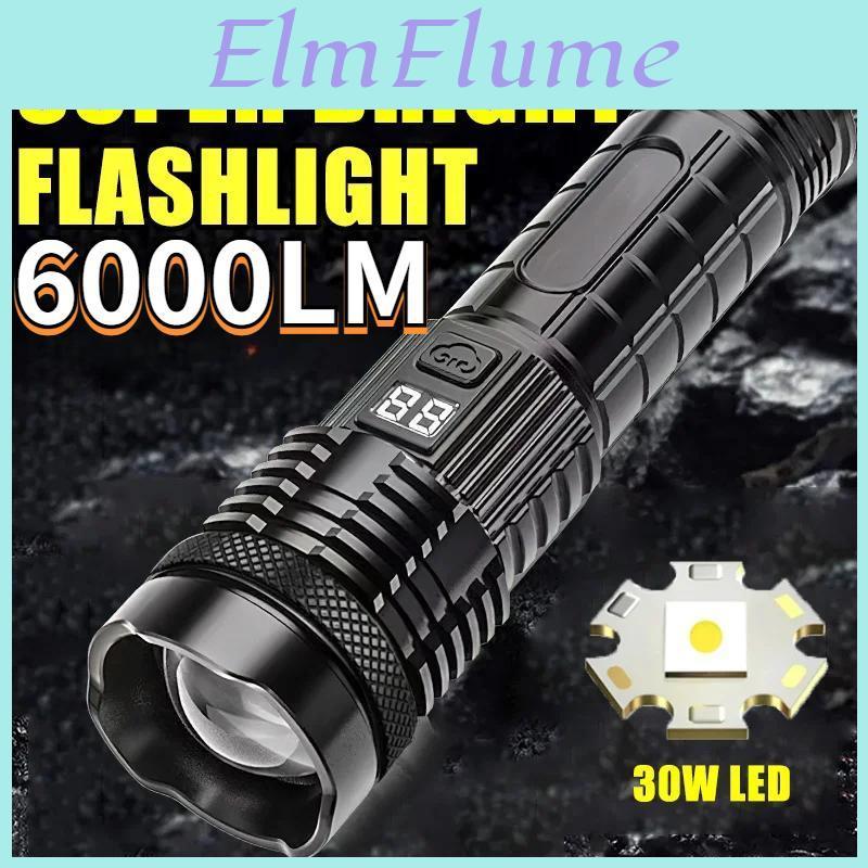 Led Shot Flashlight Long 6000lm Usb Rechargeable Zoomable Camping Lantern Waterproof 5modes Torch Outdoor Power Bank18650 Laser Light