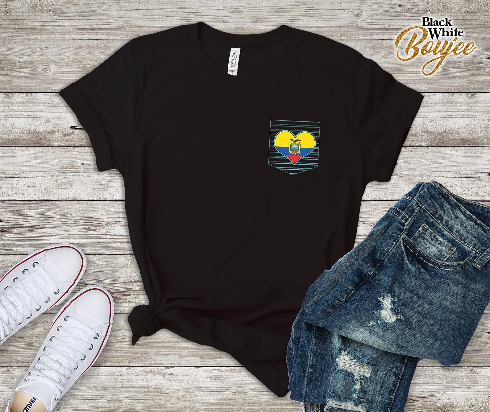 Ecuadorian Flag Heart in Pocket Love Ecuador Pride Gift T-Shirt S