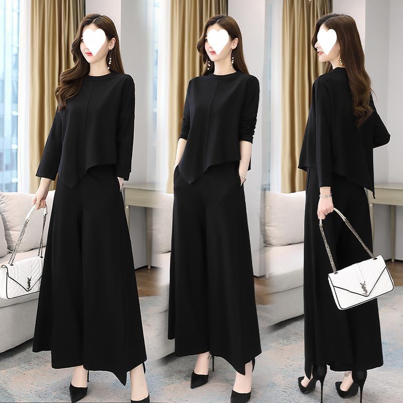 Single/wide-leg Trousers Suit for Women, Slimming Down, Modern Style, Casual Temperament, Two-piece Culottes Set