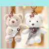 Adorable Plush Teddy Bear Keychain Doll For Girls Charming Accessory In White And Brown