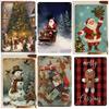 Vintage Santa Claus Metal Tin Signs Pcs Retro Iron Wall Art Plaques with Christmas Quotes Rustic Decor for Home Party