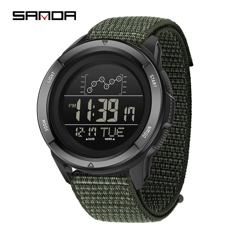 SANDA Electron Watch Nylon Strap Digital Display Multi Function Alarm Clock Countdown Watch Waterproof Military Sport Man Watch