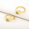 Nidin New Arrival Romantic Heart Design Zircon Opening Adjustable Rings For Female Male Couples Finger Jewelry Daily Party Gifts