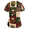 Women's Christmas Uniform V-Neck Short Sleeve Work Top for Caregiver