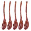 5PCS Japanese Style Wood Spoon Long Handle Soup Spoons Household Tableware Kitchen Tools