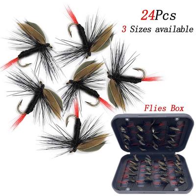 24 señuelos de pesca con mosca, ninfas, moscas secas y húmedas, cebo biónico para trucha.