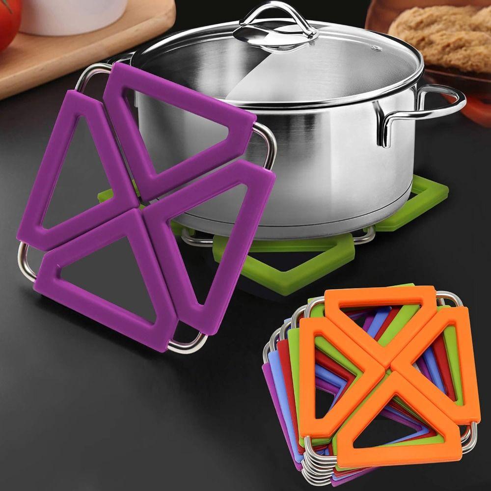 

With Stainless Steel Frame Expandable Pot Mat Insulated Hot Pot Holder Dish