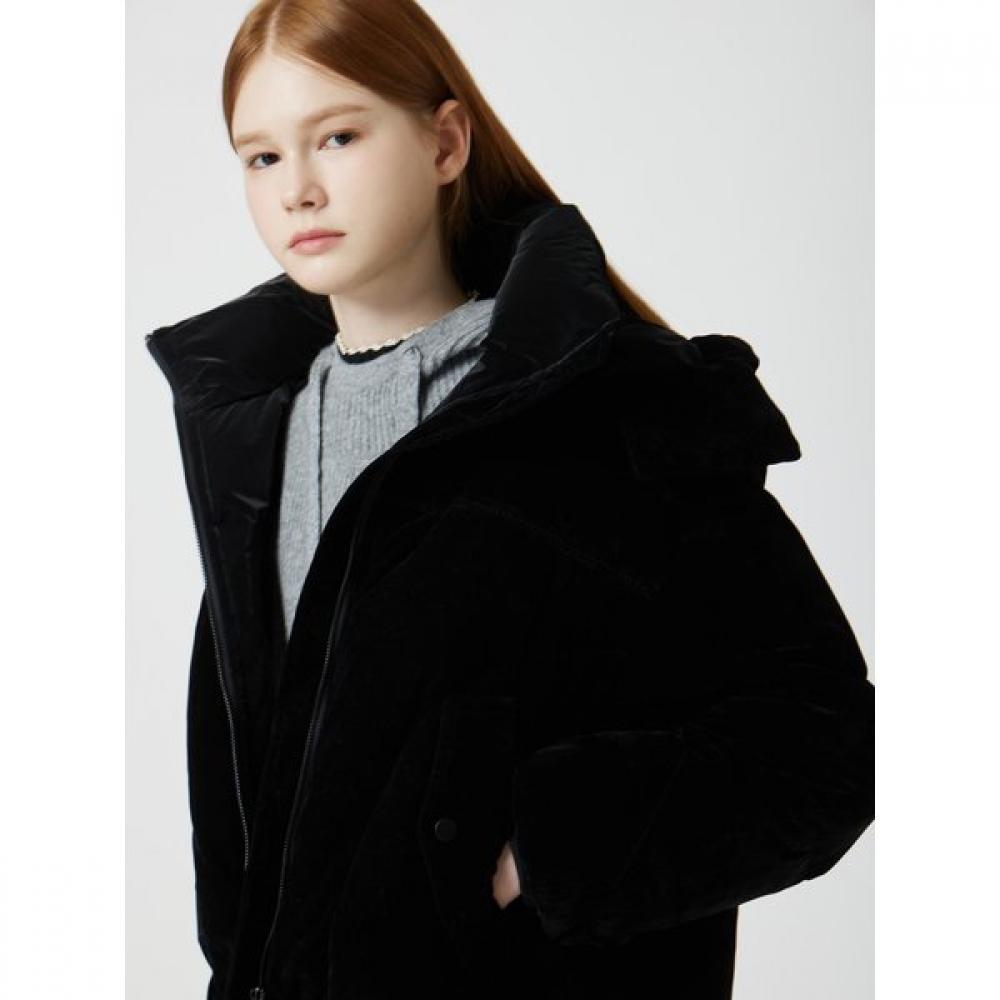 Cc Collect Velvet Hooded Short Goose Down C254psg804