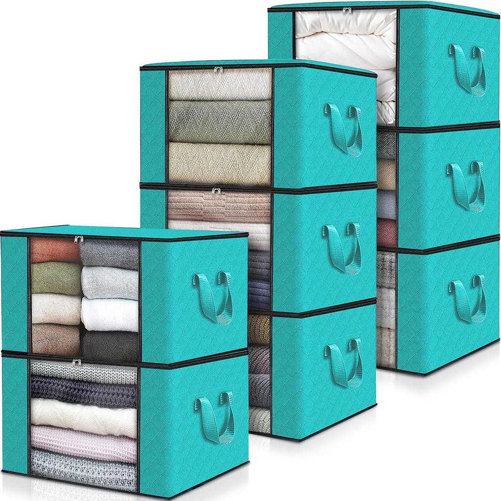 Totes 4 Pack Clothes Storage Foldable Thick Fabric Blanket Storage Containers For Organizing Bedroom Closet Comforter Organizati