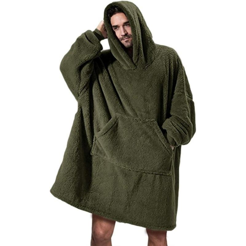 Autumn and Winter Loose Double-sided Fleece Hoodie Thickened Can Be Worn Blanket Couple New Home Service