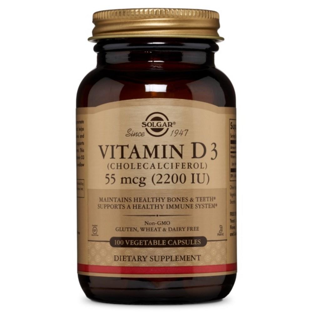 Solgar Vitamin D3 (Cholecalciferol) 2200 IU Vegetable Capsules 100 Tablets 1 pcs