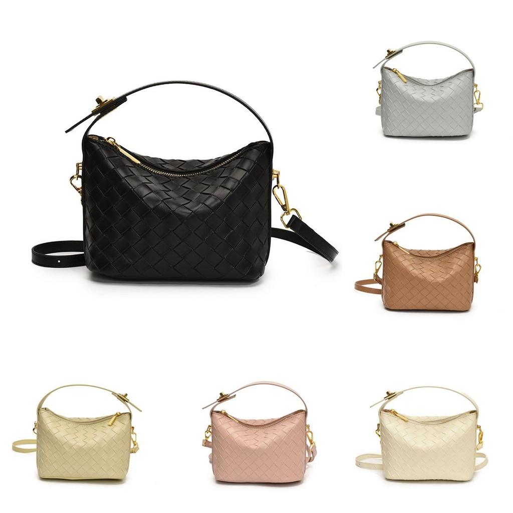 Pu Texture Woven Single Shoulder Crossbody Bag Solid Color Handbag Fashion Women