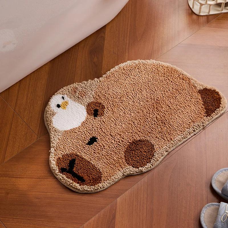 

VIKAMA Capybara Plush Bath Mat, Non-Slip Absorbent Floor Mat for Bathrooms and Entryways, Suitable for Bedroom Home Decor. 40x60cm15.7x23.6in