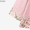 ZANZEA Women 3/4 Sleeve Blouse and Midi Skirts Floral Print Two Piece Suit Sets