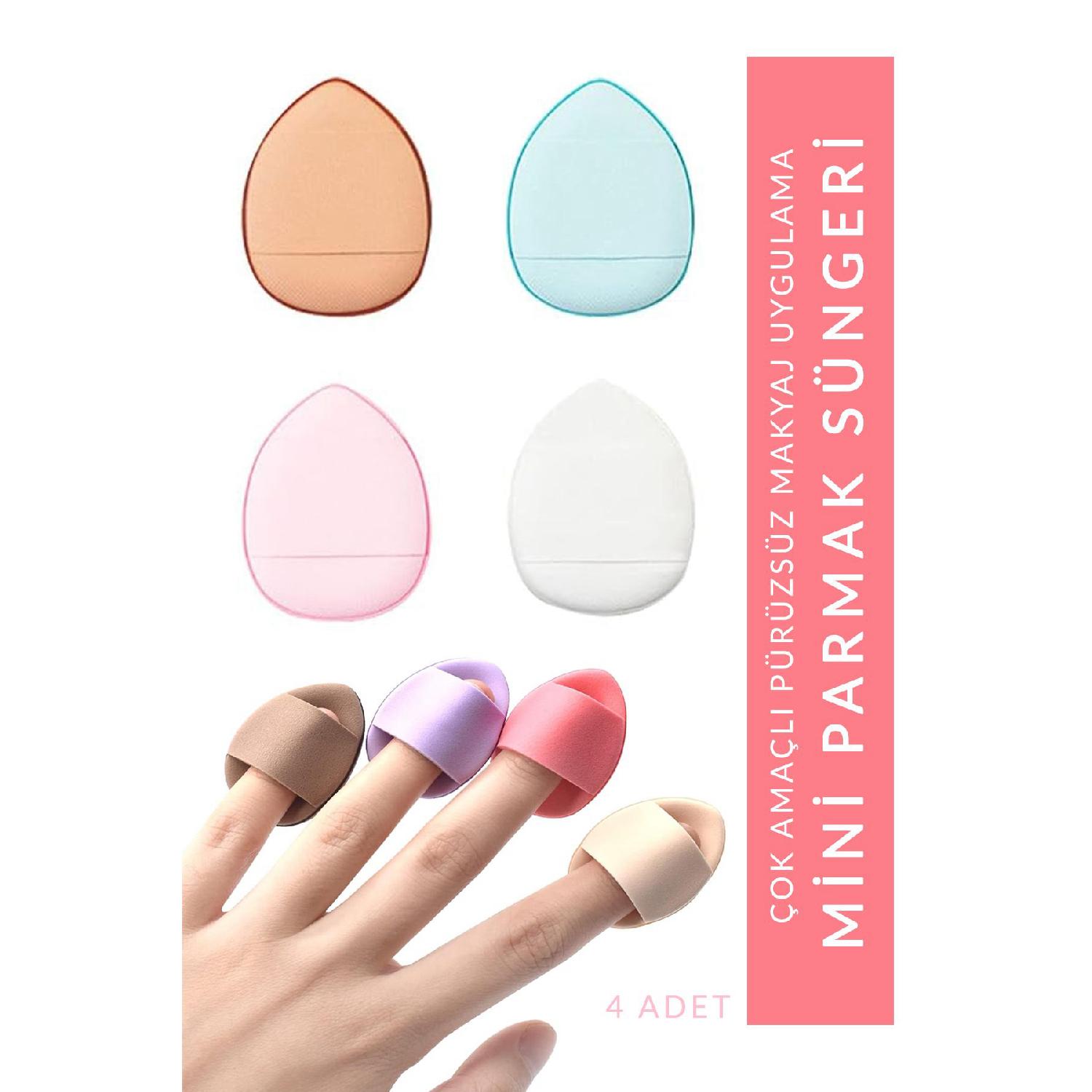 

Finger Mini Makeup Sponge - Puff Concealer, Blush, Powder, Touch-up Sponge 4 Pieces