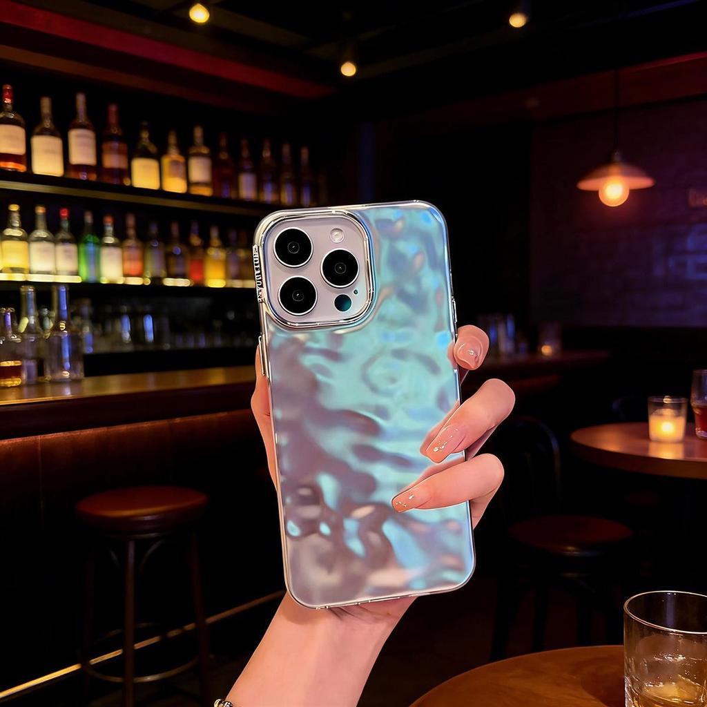 Laser Wave Pattern Mirror Case for iPhone 16, 17, 14Pro, and Apple 15