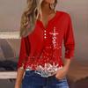 Women's Fashion Casual Three-quarter Sleeve V-neck Floral Print Top