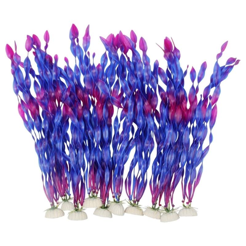 Pack Of 10 Aquarium Landscape Realistic Spirals Water Plant With Ceramic Base For Fishtanks Decoration Safe for Fish