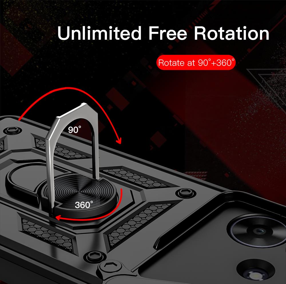 KEYSION Shockproof Armor Case for Realme Note 60 60X Slide Camera Protection Ring Stand Phone Back Cover for Realme Note 60X