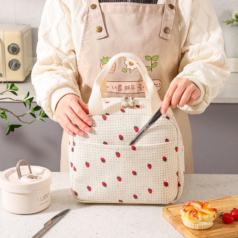 Borse Alimentari Carine con Stampa Floreale Borsa Termica Portatile per Pranzo Custodia Impermeabile Resistente per Ufficio Borsa Isolante per Ghiaccio Borsa da Campeggio