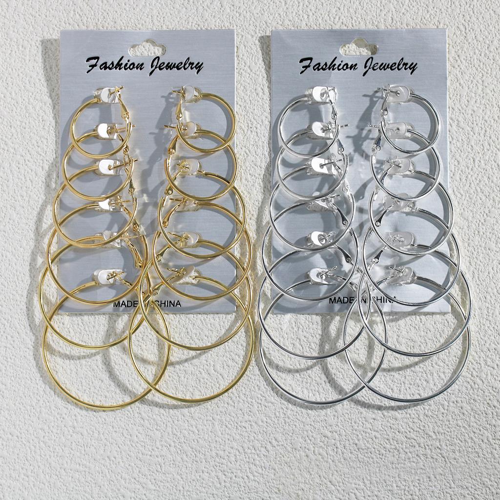6 Pairs/Set Of Versatile Smooth C-Ring Earrings, With Different Sizes Of Ear Ring Combinations, Simple And Stylish Slimming Earrings