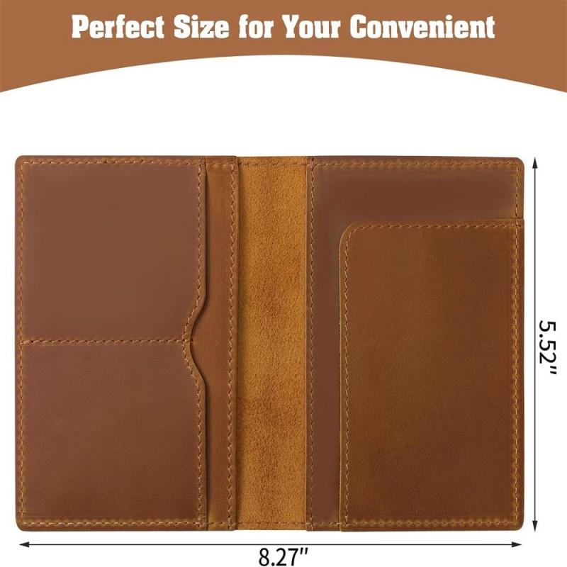 Genuine Full Grain Leather Passport Holder Travel Card Wallet ID Case Minimalist Handmade Men Women Business Commute